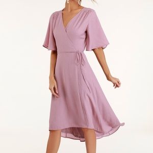 MAUVE PINK WRAP DRESS LULUS TAGS ON
